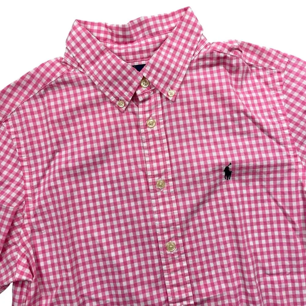 Ralph Lauren Boys Large 14-16‎ Button Up Check Button Down Collar Short Sleeve